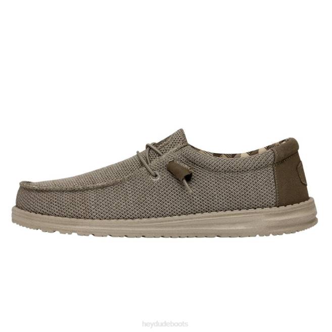 Men Beige Hey Dude Wally Sox Wide Shoes H6P6296