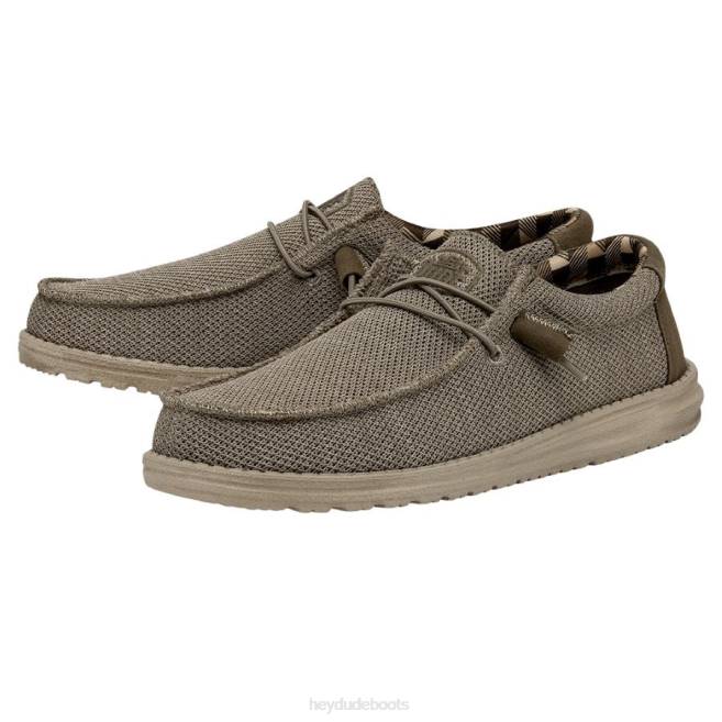 Men Beige Hey Dude Wally Sox Wide Shoes H6P6296