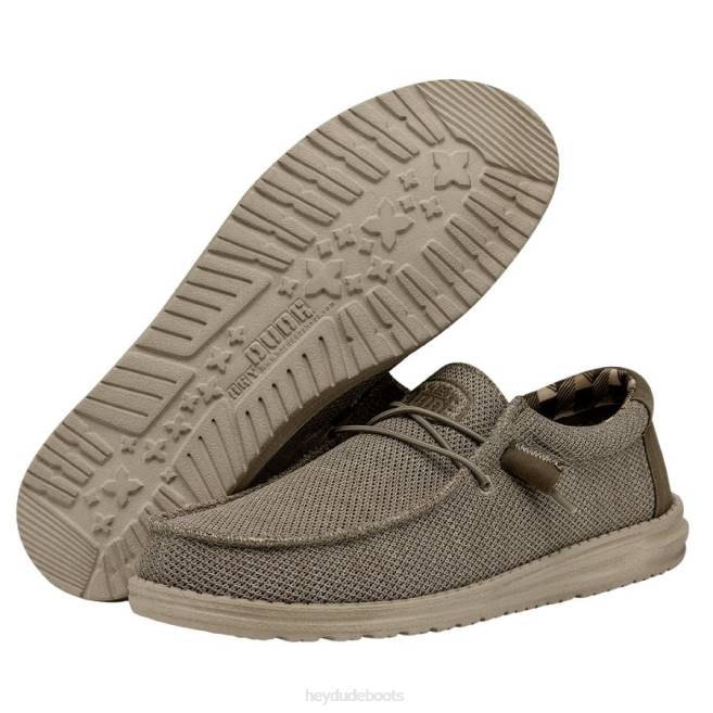 Men Beige Hey Dude Wally Sox Wide Shoes H6P6296