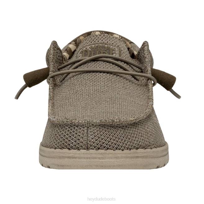 Men Beige Hey Dude Wally Sox Wide Shoes H6P6296