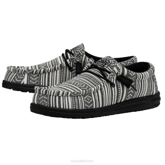 Men Black Gravel Hey Dude Wally Serape Shoes H6P6436