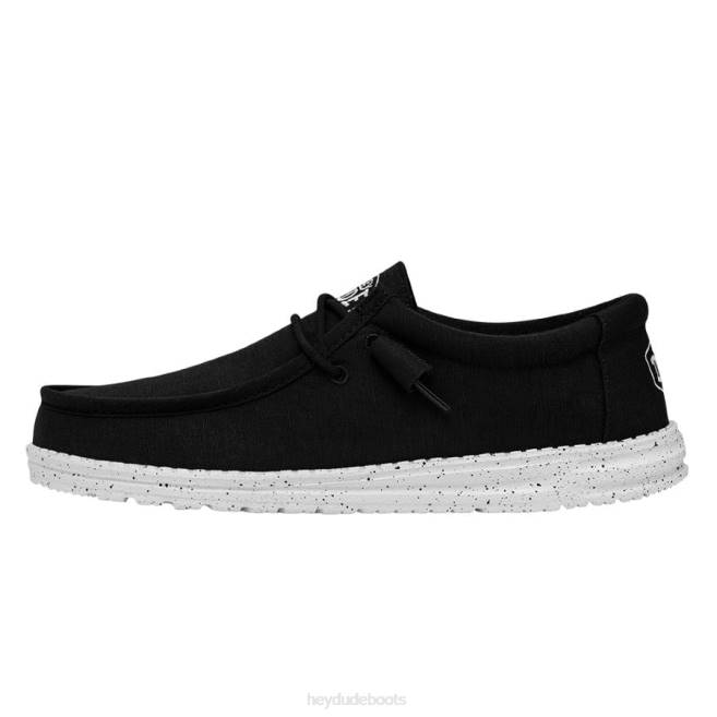 Men Black Hey Dude Wally Slub Canvas Shoes H6P6416