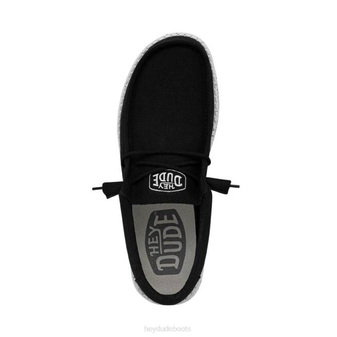 Men Black Hey Dude Wally Slub Canvas Shoes H6P6416