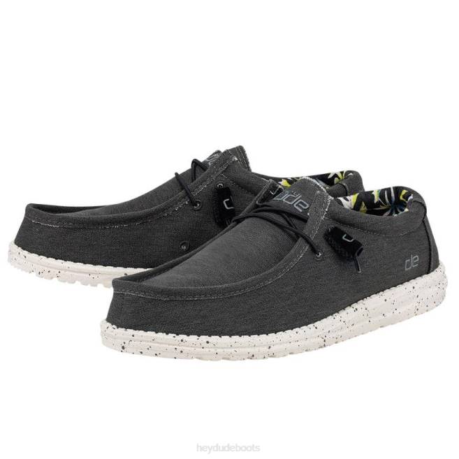 Men Black Hey Dude Wally Stretch Shoes H6P6317