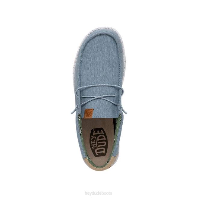 Men Blue Hey Dude Wally Washed Canvas Shoes H6P6303