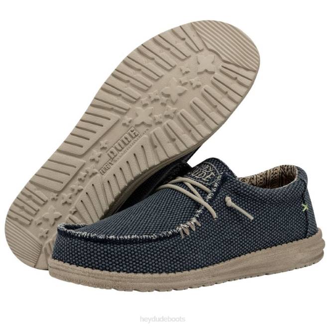 Men Blue Night Hey Dude Wally Braided Shoes H6P6371