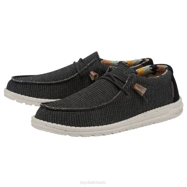 Men Charcoal Hey Dude Wally Knit Shoes H6P6464