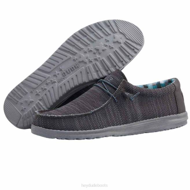 Men Charcoal Hey Dude Wally Sox Shoes H6P6338