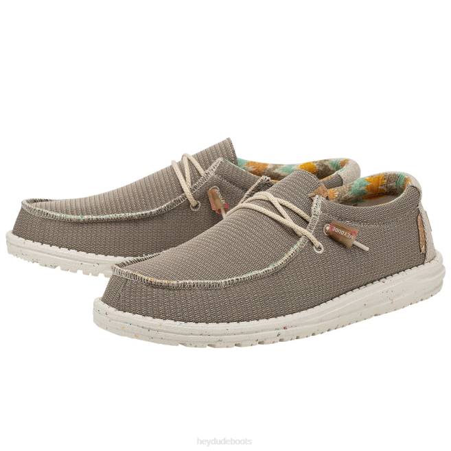 Men Desert Brown Hey Dude Wally Knit Shoes H6P6466