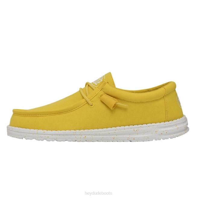 Men Empire Yellow Hey Dude Wally Slub Canvas Shoes H6P6422