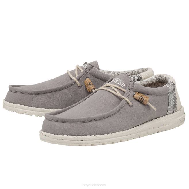 Men Grey Hey Dude Wally Break Stitch Shoes H6P6358