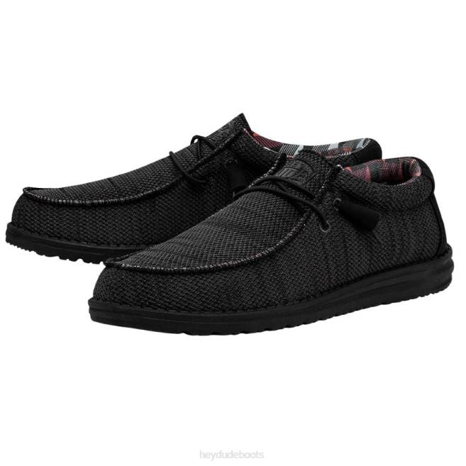 Men Jet Black Hey Dude Wally Sox Shoes H6P6340