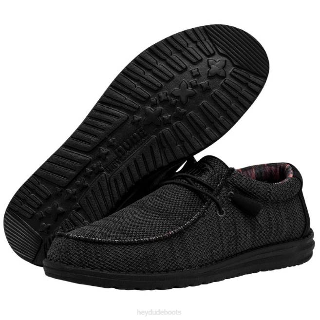 Men Jet Black Hey Dude Wally Sox Shoes H6P6340