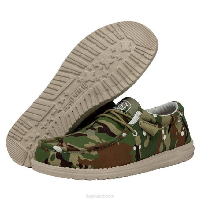 Men Multi Camo Hey Dude Wally Camouflage Shoes H6P6431