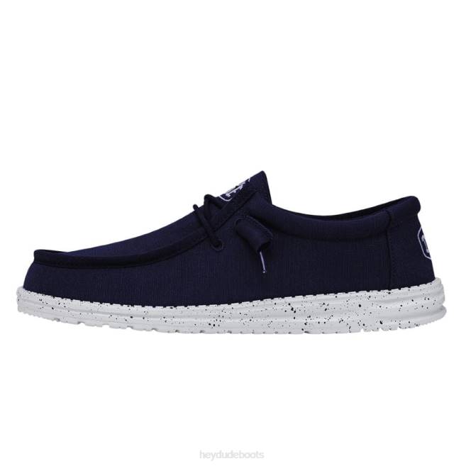 Men Navy Hey Dude Wally Slub Canvas Shoes H6P6420