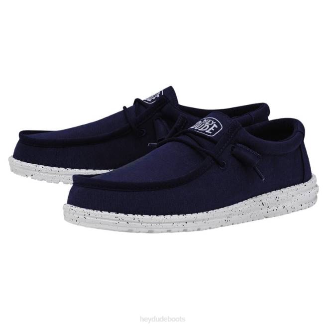 Men Navy Hey Dude Wally Slub Canvas Shoes H6P6420