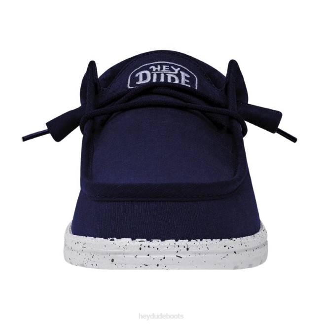 Men Navy Hey Dude Wally Slub Canvas Shoes H6P6420