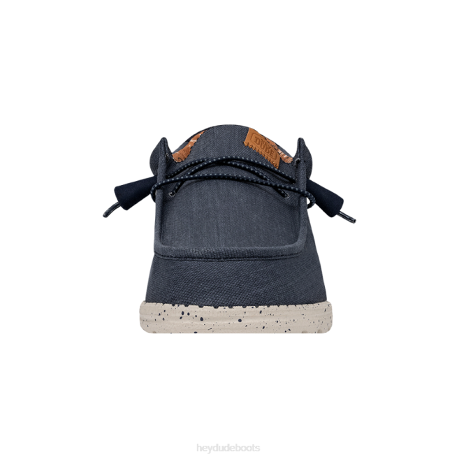 Men Navy Hey Dude Wally Washed Canvas Shoes H6P6301