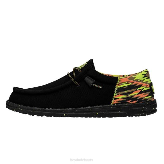 Men Neon Black Hey Dude Wally Funk Shoes H6P6453