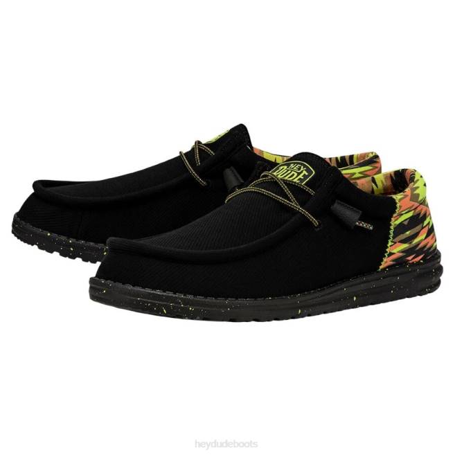 Men Neon Black Hey Dude Wally Funk Shoes H6P6453