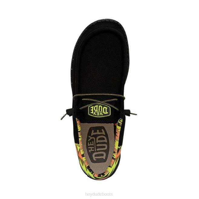 Men Neon Black Hey Dude Wally Funk Shoes H6P6453