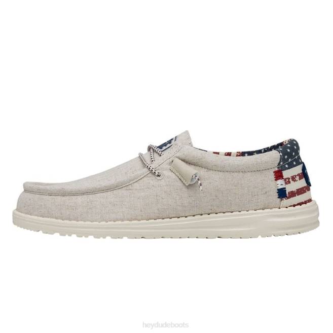 Men Off White Patriotic Hey Dude Wally Patriotic Shoes H6P6293