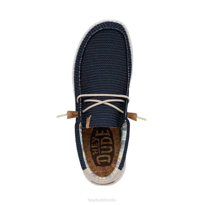 Men Orion Blue Hey Dude Wally Stretch Shoes H6P6322