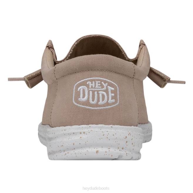 Men Tan Hey Dude Wally Slub Canvas Shoes H6P6421