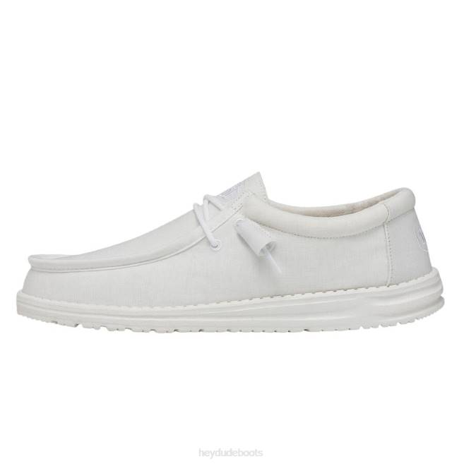 Men White Hey Dude Wally Slub Canvas Shoes H6P6423