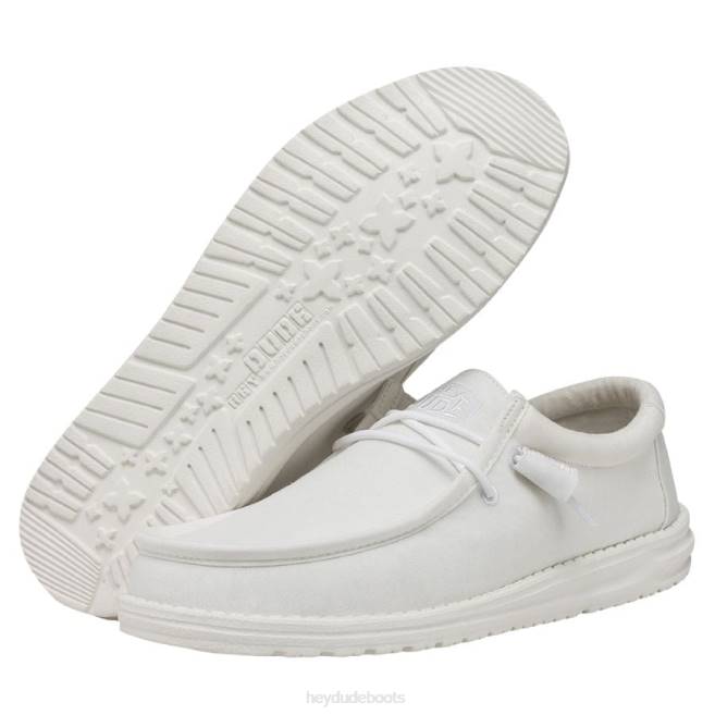 Men White Hey Dude Wally Slub Canvas Shoes H6P6423