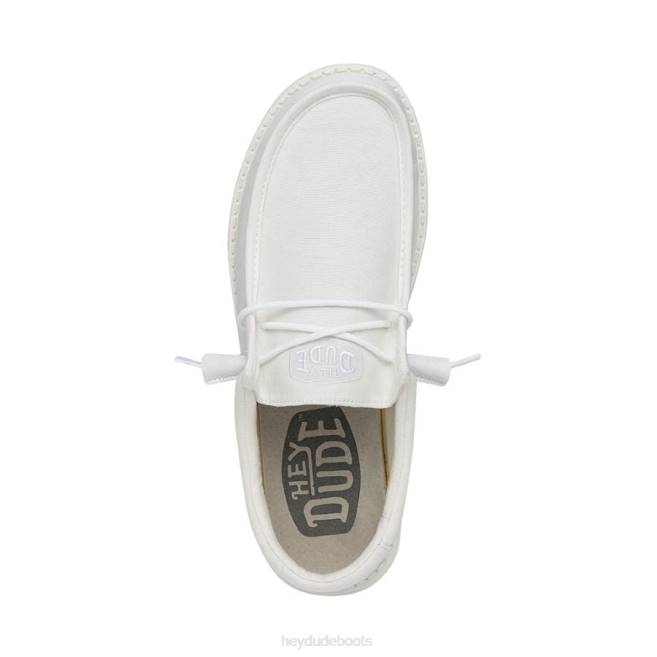 Men White Hey Dude Wally Slub Canvas Shoes H6P6423