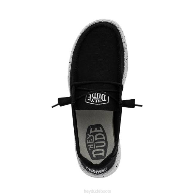 Men Black Hey Dude Wendy Slub Canvas Shoes H6P624