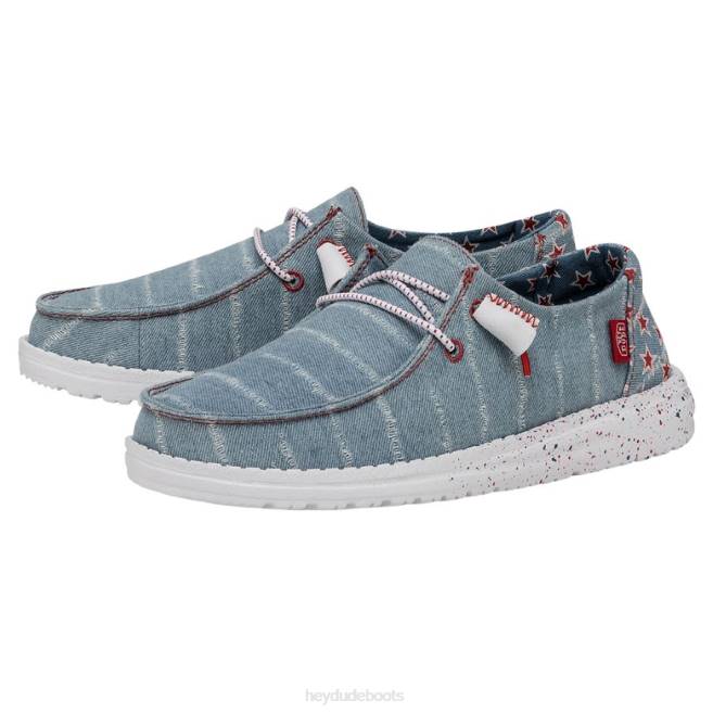 Men Denim Star Hey Dude Wendy Patriotic Shoes H6P615