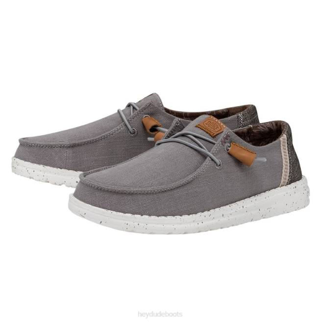 Men Grey Hey Dude Wendy Washed Canvas Shoes H6P64