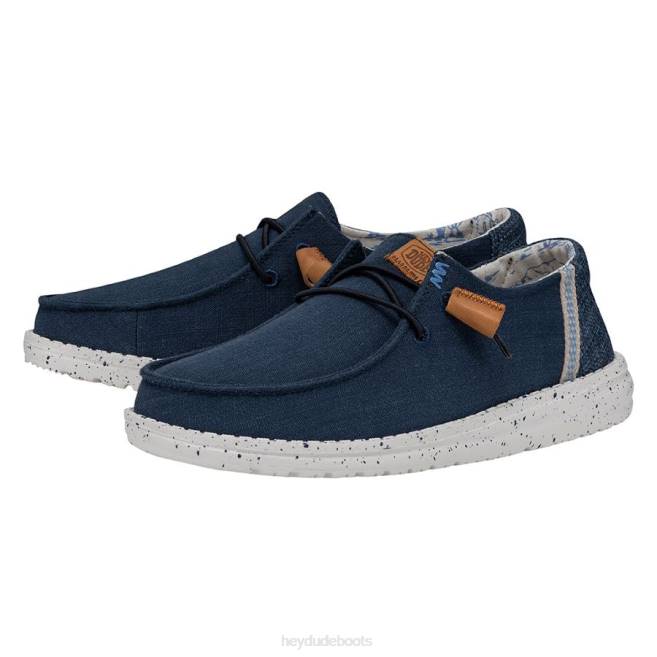 Men Navy Hey Dude Wendy Washed Canvas Shoes H6P63