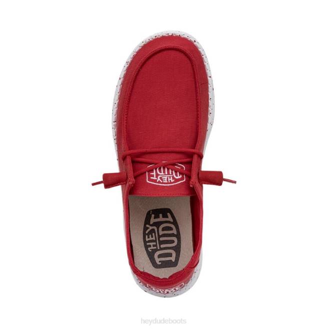 Men Red Hey Dude Wendy Slub Canvas Shoes H6P626