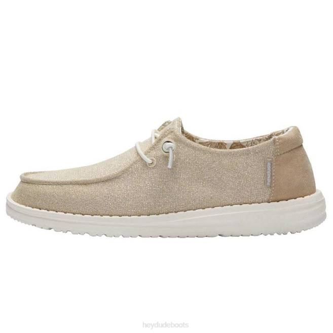 Men Sparkling Beige Hey Dude Wendy Stretch Shoes H6P6122