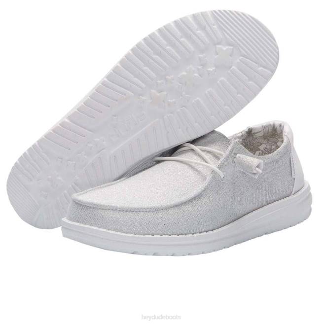 Men Sparkling White Hey Dude Wendy Stretch Shoes H6P6124