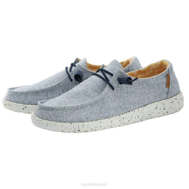 Men White Blue Hey Dude Wendy Chambray Shoes H6P6103