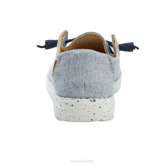 Men White Blue Hey Dude Wendy Chambray Shoes H6P6103