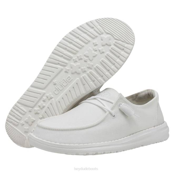 Men White Hey Dude Wendy Slub Canvas Shoes H6P623