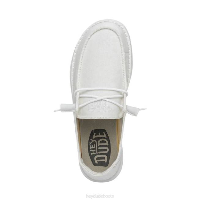 Men White Hey Dude Wendy Slub Canvas Shoes H6P623