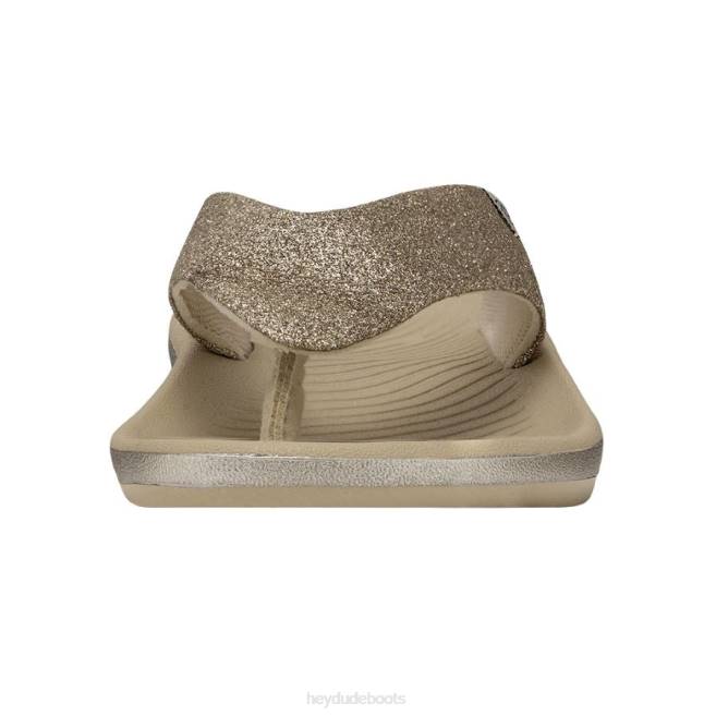 Women Gold Glitter Hey Dude Meg Shoes H6P6263